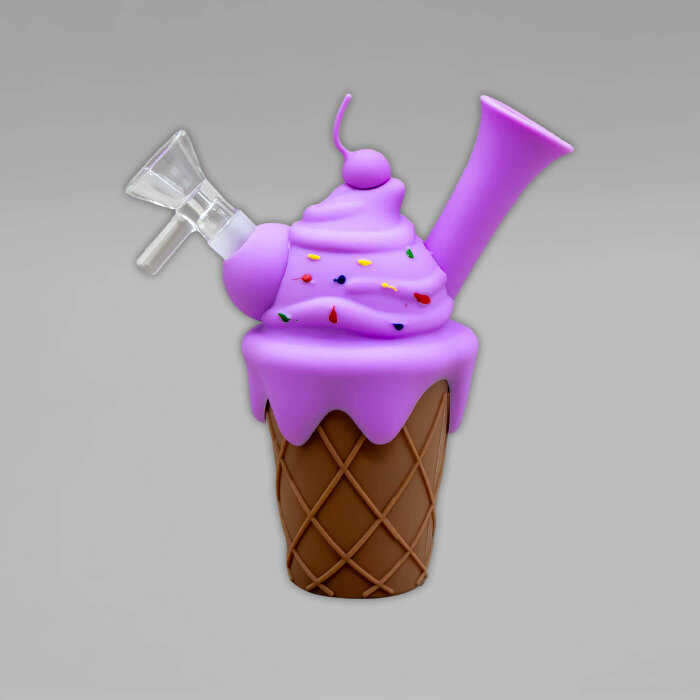 Ice Creme Cone Silikonbong, 14 cm, Lila