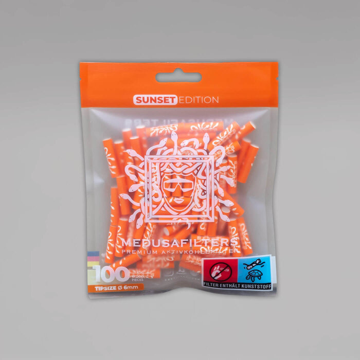 100 MEDUSA Aktiv-Cellulose-Filter Sunset Edition, 6 mm