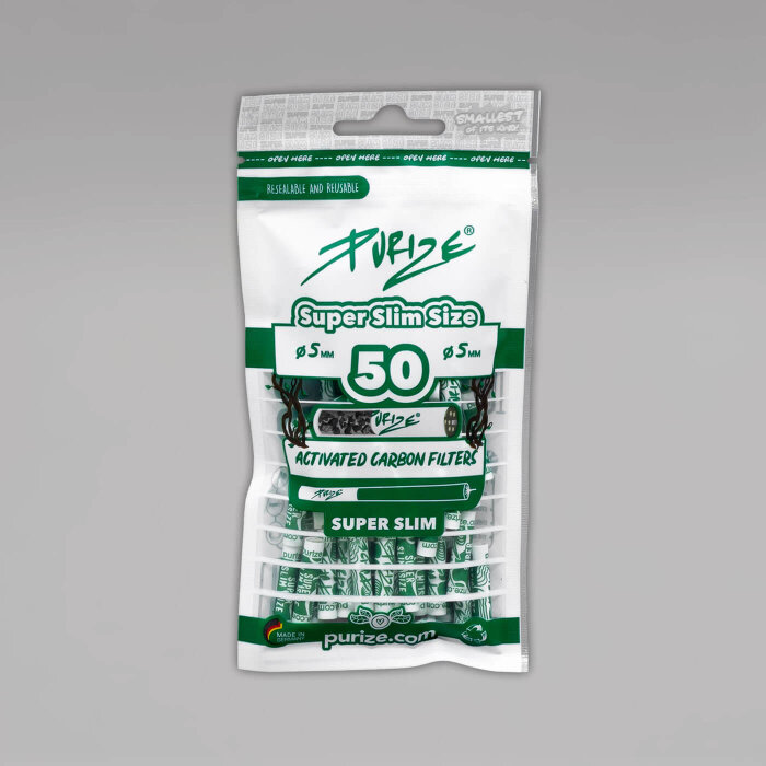 50 PURIZE Super Slim Size Aktivkohlefilter, 5 mm