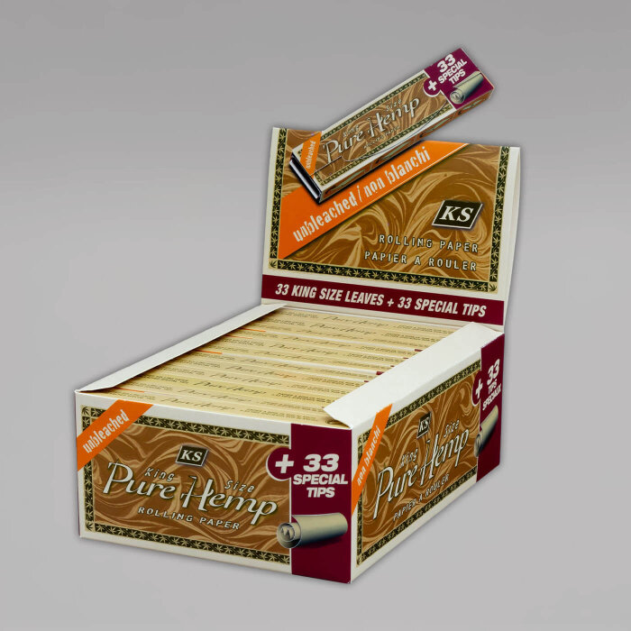 PURE HEMP Unbleached King Size Slim inkl. Tips, Box à 24 Heftchen
