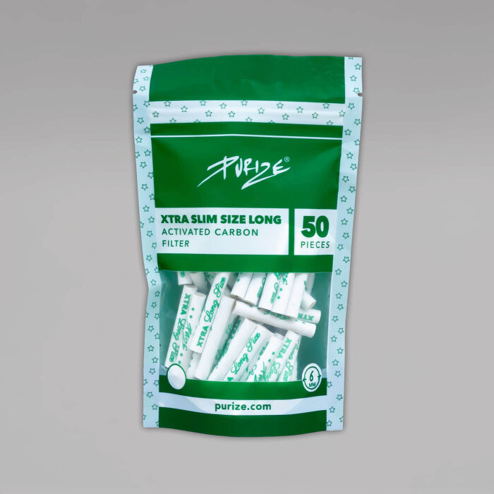 50 PURIZE XTRA Long Size Aktivkohlefilter, 6 mm