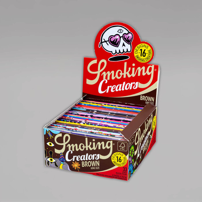 Smoking Brown Unbleached Creators Edition, King Size Paper, Box mit 50 Heftchen