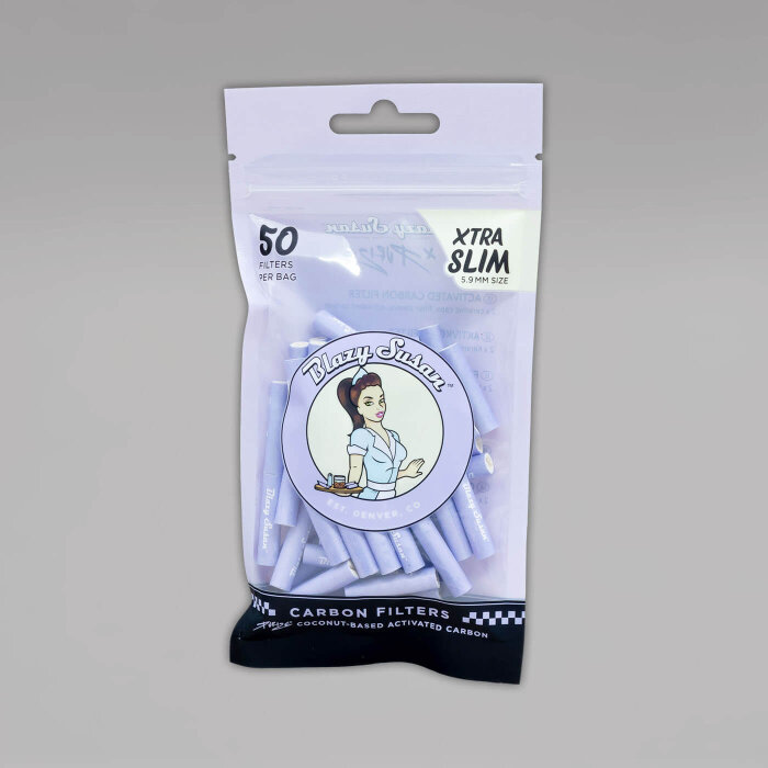 50 Blazy Susan X PURIZE XTRA Slim Size Aktivkohlefilter, 5,9 mm, purple