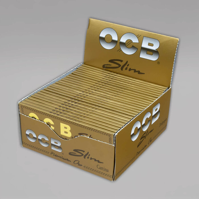 OCB Slim Premium Oro Gold Papers, Box mit 50 Heftchen