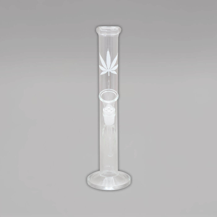 Glasbong Hanfblatt, weiß, 27 cm, 14,5er