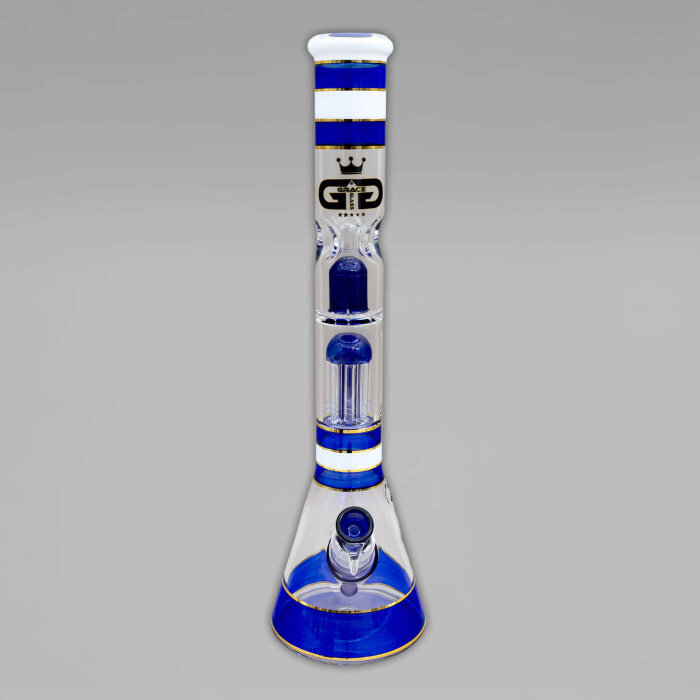 Grace Glass Golden Line Blue Beaker Bong, 46 cm, 18,8er/14,5er Inside Cut