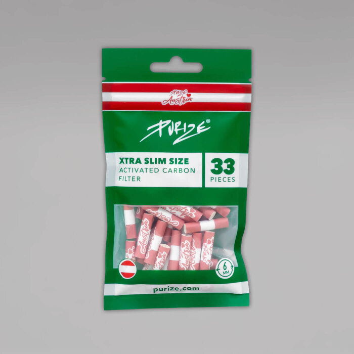 33 PURIZE XTRA Slim Size Austria Aktivkohlefilter, 6 mm