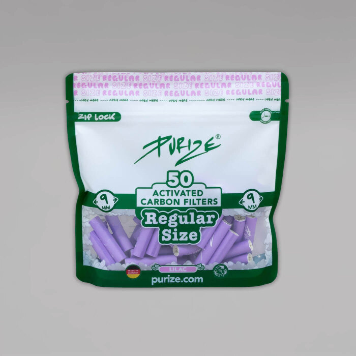 50 PURIZE Regular Size Aktivkohlefilter, lilac