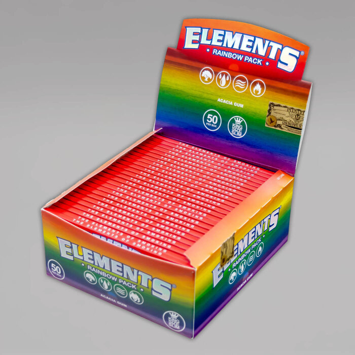 Elements Rainbow King Size Slim Papers, Box à 50 Heftchen