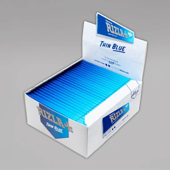 Rizla+ Thin Blue King Size Slim Papers, Box à 50 Heftchen
