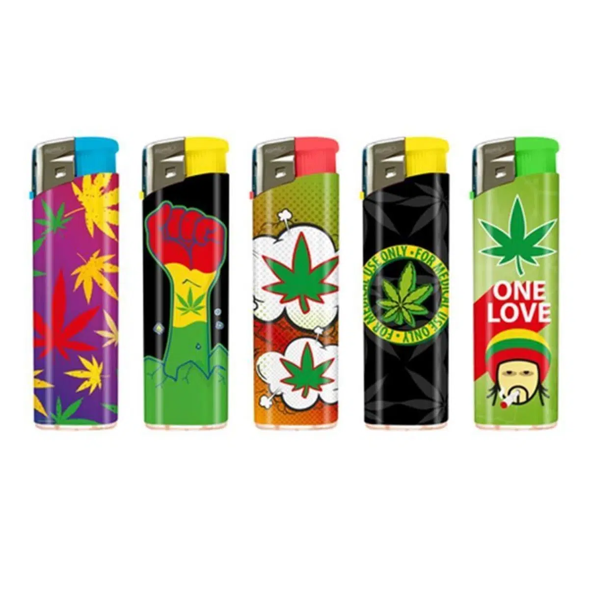 Feuerzeug Cannabis Motive mit zufälliger Motivauswahl