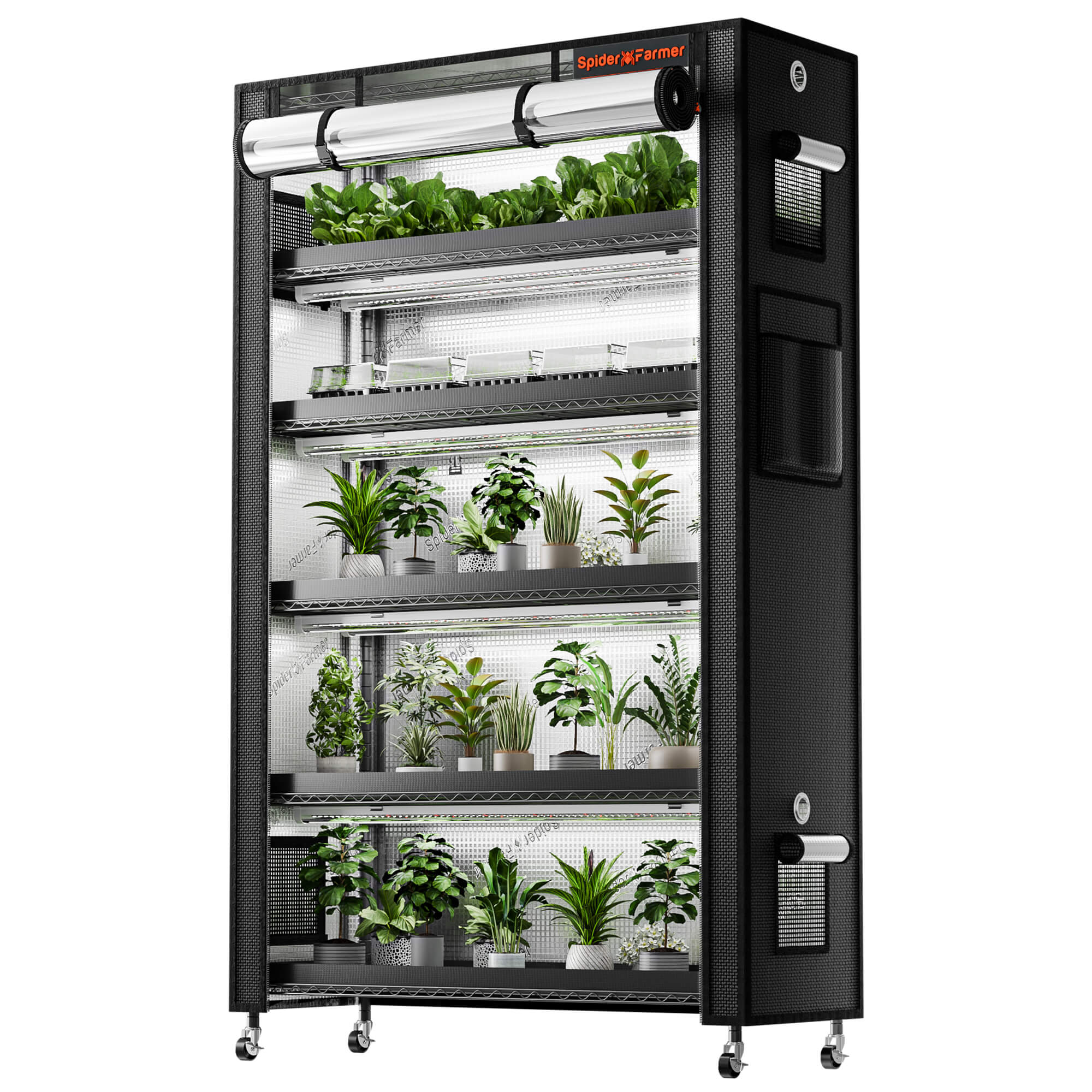 Spider Farmer 6-stufiger Pflanzenständer mit Wachstumslichtern 220 W