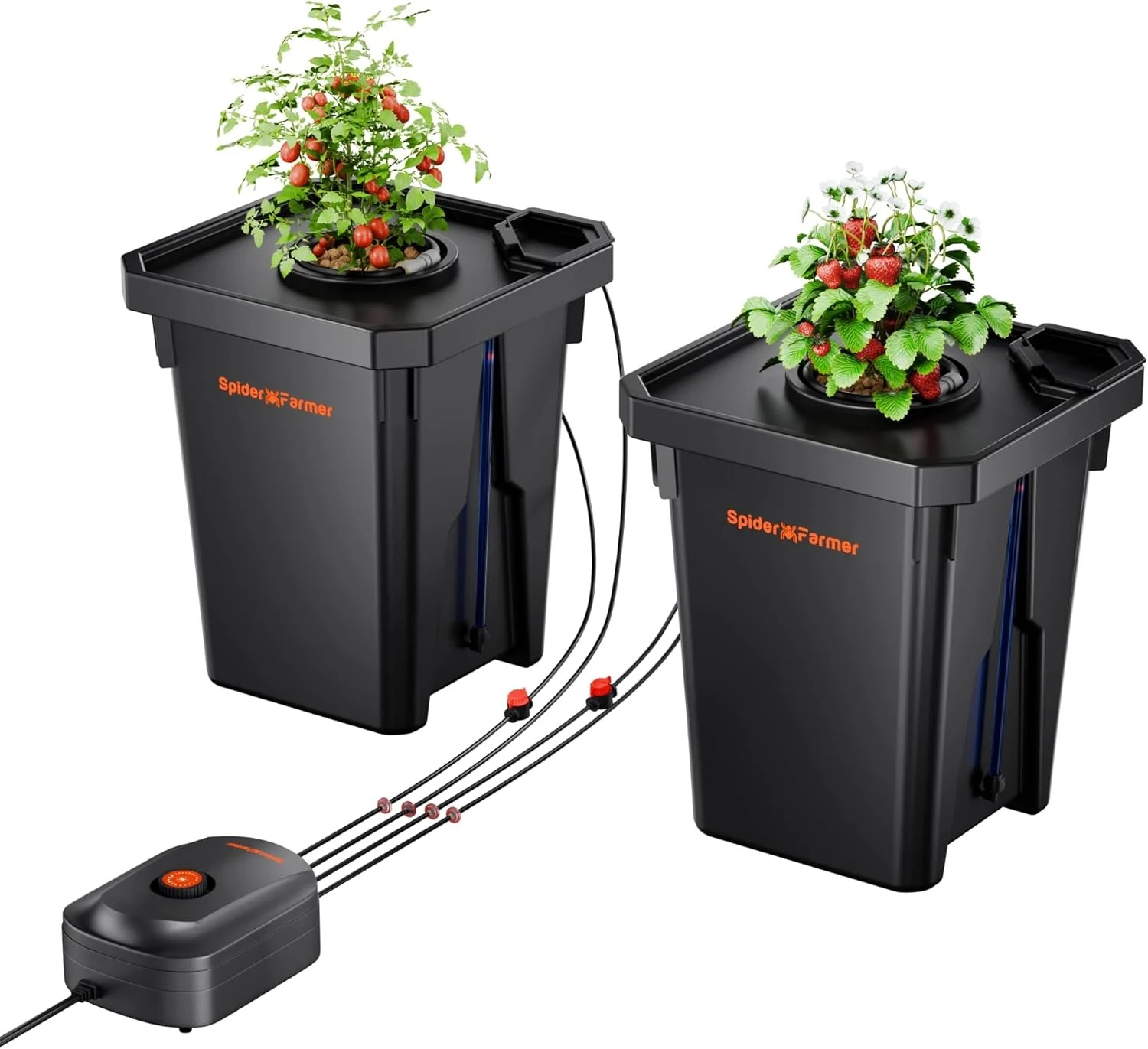 Spider Farmer DWC Hydroponics Grow System mit Top-Drip-Kit, 7 Gallonen Deep Water Culture, 2 Eimer