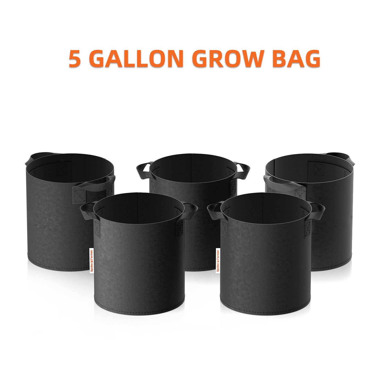 Spider Farmer 5x Pflanzsäcke 20L mit Griffen aus Filzstoff