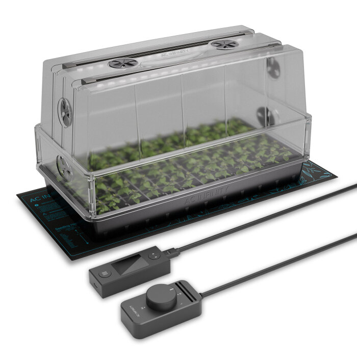 AC Infinity Stecklings-Gewächshaus-Set, mit LED-Beleuchtung und Heizmatte, 6 x 12 Anzuchtschale