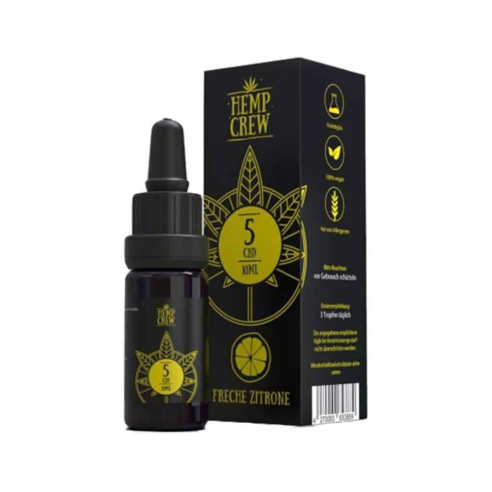 HempCrew CBD Öl 5 % 10ml - Aroma Hanf Lavendel Minze Zitrone Vanille - Freche Zitrone