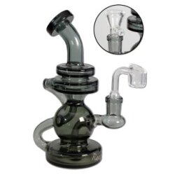 Blaze Glass Wasserpfeife, ÖL-Bong, OiL-Rig zum Verdampfen von Öl und Essenzen, RECYCLER-Bong | 19 cm, NS 14 (14,5mm) | grau/titan | robustes BOROSILIKATGLAS