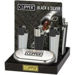 metal by CLIPPER Metallfeuerzeug BLACK+SILVER