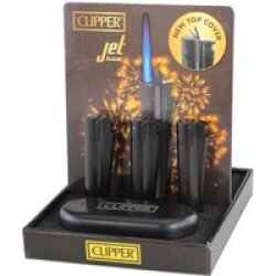 metal by CLIPPER Metallfeuerzeug Jet Flame schwarz