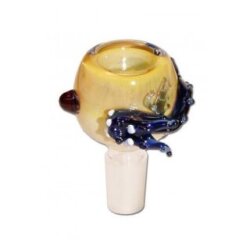 bong-discount Steckkopf Bowl mit aufgelegtem Tiermotiv 'Drache', mit Rollstopp, 2-3 mm Durchzug