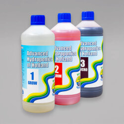 Advanced Hydroponics Dutch Formula Set mit Grow, Bloom und Micro, je 1L, 5L, 10L oder 25L