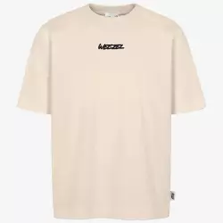 WEEZEL Bio Oversized T-Shirt in Raw / Naturweiß mit schwarzem Stick (Größe: M)