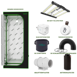 Growbox Komplettset - 80x80x200 cm - 180 Watt Full Spectrum LED