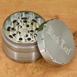 Black Leaf Aluminium Grinder mit Riffeln - ⌀62mm