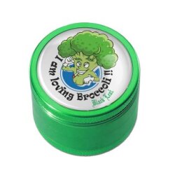 Black Leaf Grinder 4-tlg 'Broccoli Look' Grün | Aluminium | Diamantschliff Zähne | Pollensieb | 50mm