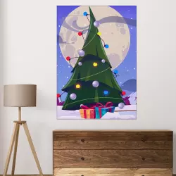 Stoffbild Weihnachten (Ausführung: Nur Stoffbild, Größe: 70×100 CM)