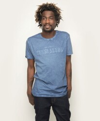 Oil Dyed Bold T-Shirt Denim Blue, Denimblau, XS