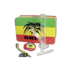 Zylinder-Bong 'Bong im Set mit Zubehör, Rasta Geschenk-Dose'