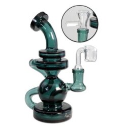 Blaze Glass Wasserpfeife, ÖL-Bong, OiL-Rig zum Verdampfen von Öl und Essenzen, RECYCLER-Bong | 19 cm, NS 14 (14,5mm) | aquamarin | robustes BOROSILIKATGLAS