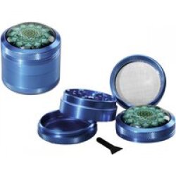 Black Leaf Mandala Alu-Grinder 4-tlg. blau