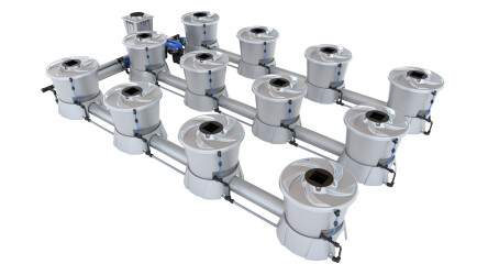 Alien Hydroponics V-System für 12 Pflanzen (Drei Reihen)