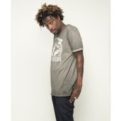 Oil Dyed Logo T-Shirt, Denimblau, XS