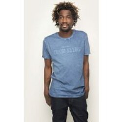 Oil Dyed Bold T-Shirt Denim Blue, Denimblau, XS