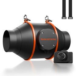 Spider Farmer 4 Zoll Inline-Lüfter 205 CFM mit Drehzahlregler, GGS-Regler steuerbar