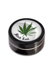 Alu Grinder Hanf, Black Leaf, 50mm, 2-teilig