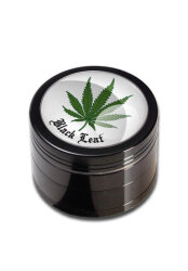 Alu Grinder Hanf, Black Leaf, 50mm, 4-teilig