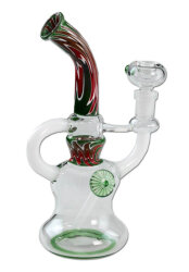 Recycler Bong Rot / Grün bemalt, 21 cm, 14,5er
