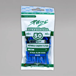 50 PURIZE XTRA Slim Size Aktivkohlefilter, 6 mm, blau