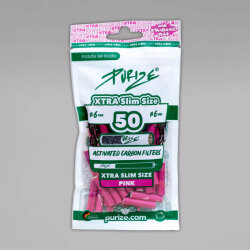 50 PURIZE XTRA Slim Size Aktivkohlefilter, 6 mm, pink