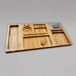 RAW Bamboo Triple Flip Rolling Tray, Premium Drehunterlage, 40 x 25 cm