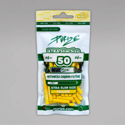 50 PURIZE XTRA Slim Size Aktivkohlefilter, 6 mm, gelb
