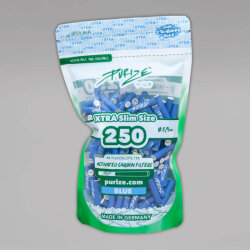 250 PURIZE XTRA Slim Size Aktivkohlefilter, 6 mm, blau