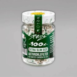 100 PURIZE XTRA Slim Size Aktivkohlefilter im Glas, 6 mm, weiß
