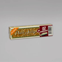 PURE HEMP Unbleached King Size Slim inkl. Tips, Heftchen mit 33 Blättchen