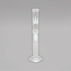 Glasbong Hanfblatt, weiß, 27 cm, 14,5er
