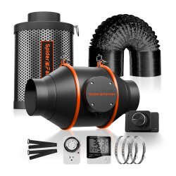 Spider Farmer 4-Zoll-Inline-Kanalventilator mit Drehzahlregler, Lüftungs- und Abluftventilator, 205 CFM, GGS-Regler steuerbar